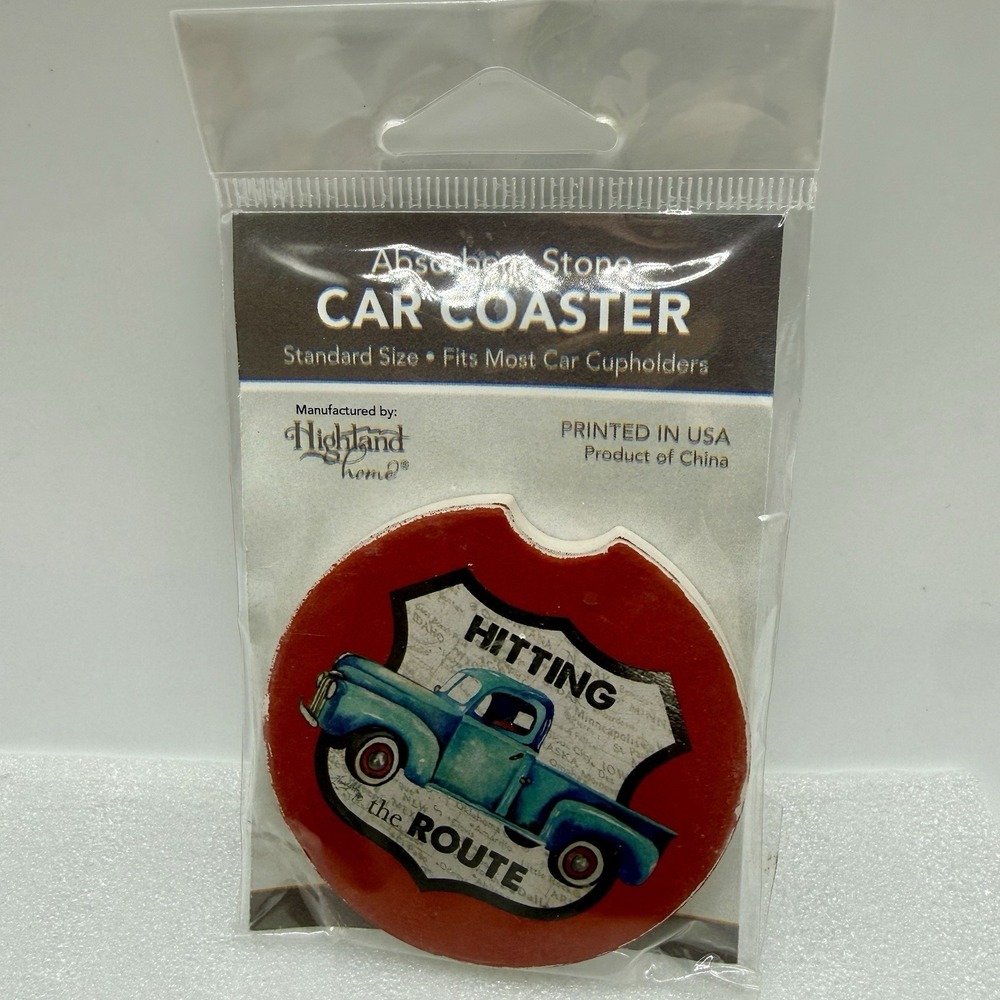 Highland Home Absorbent Stone Car Coaster Hitting The Route Truck